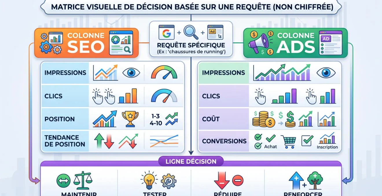 Comparaison des signaux SEO et Google Ads pour une même requête